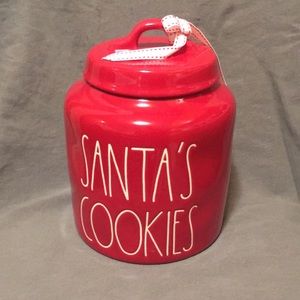 Rae Dunn Santa’s cookies red canister Christmas